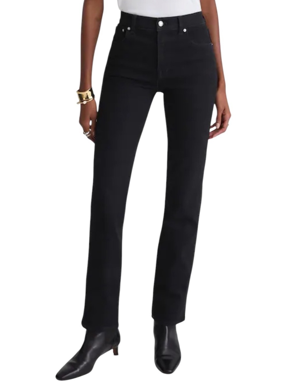 NEW Madewell The Longline Straight Jean in Black Frost Comfort Stretch‎ Size 26